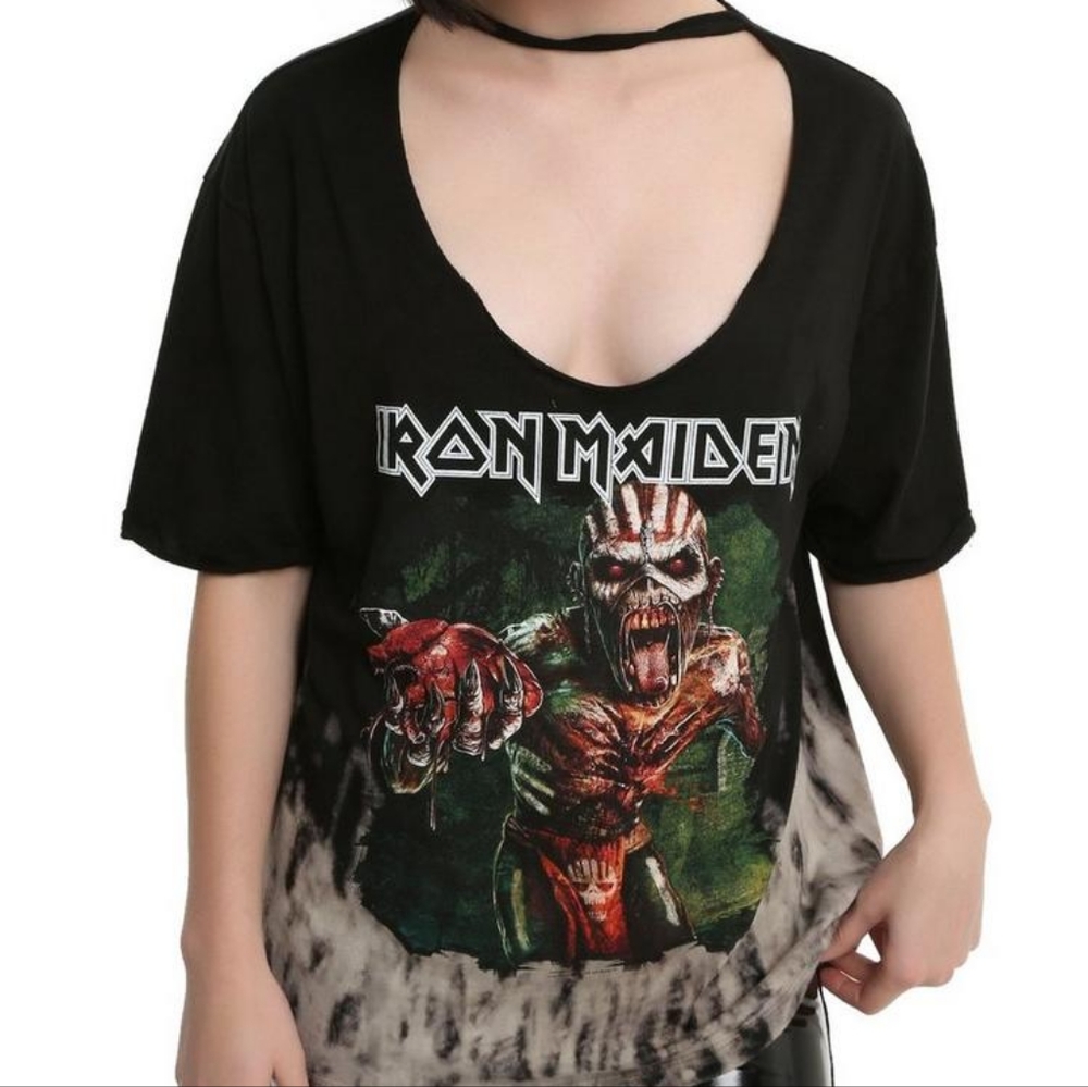 Iron Maiden Book Of Souls Oversized Choker Tie Dye  T-Shirt